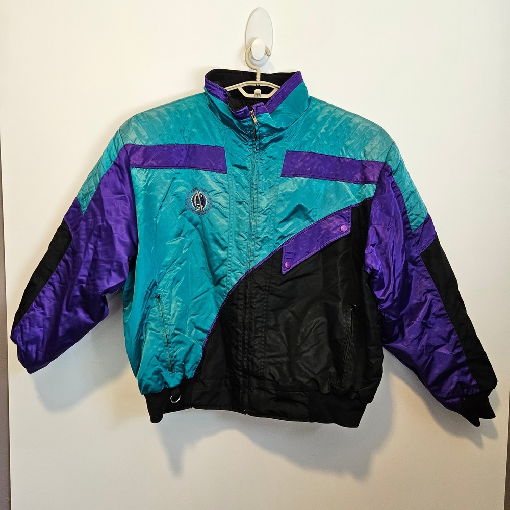 Vintage Arctic Cat Snowmobile Jacket XXXL Thinsulate Colorblock Teal Purple 90s